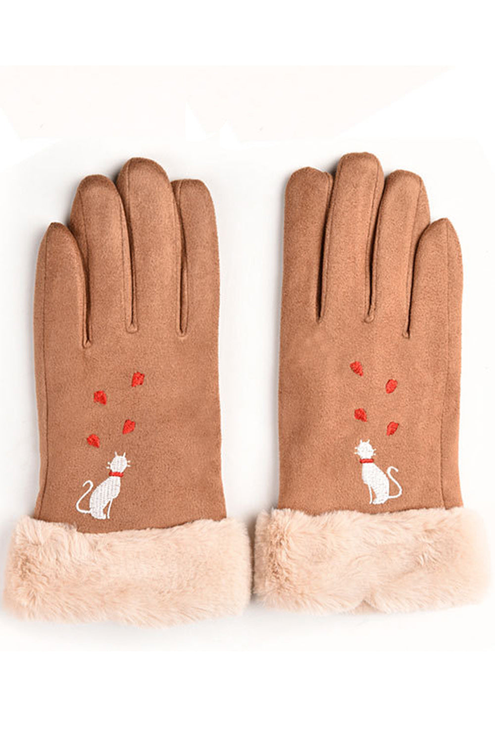 Women Classy Cartoon Printed Warm Fashionable Suede Gloves