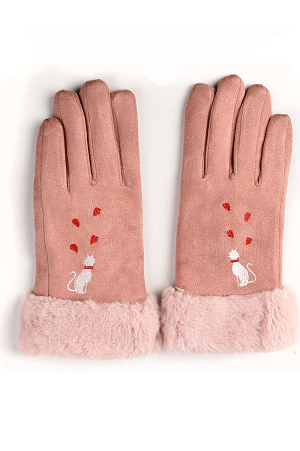 Women Classy Cartoon Printed Warm Fashionable Suede Gloves