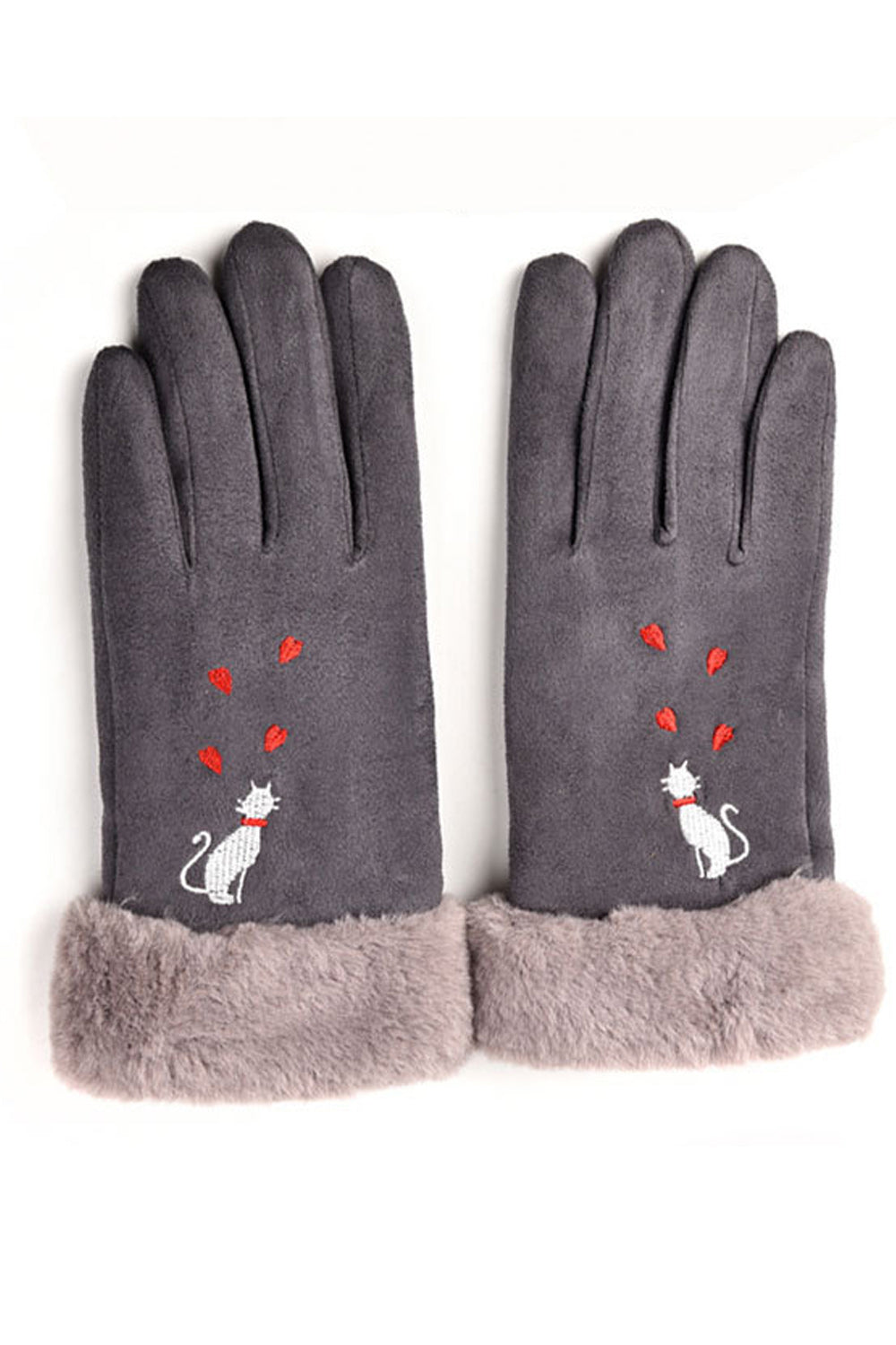 Women Classy Cartoon Printed Warm Fashionable Suede Gloves