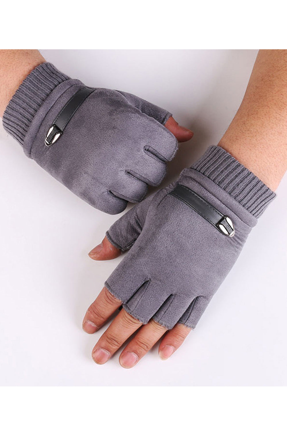 Women Half Fingers Magnificent Elasticated Wrist Suede Gloves