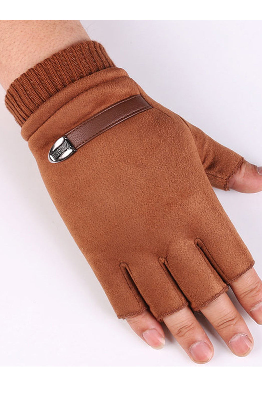 Women Half Fingers Magnificent Elasticated Wrist Suede Gloves