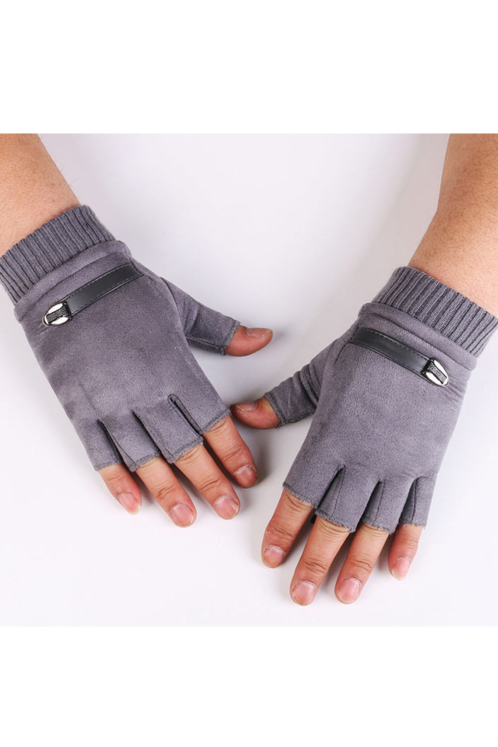 Women Half Fingers Magnificent Elasticated Wrist Suede Gloves