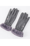 Women Cozy Solid Colored Pretty Letter Embroidery Knitted Gloves
