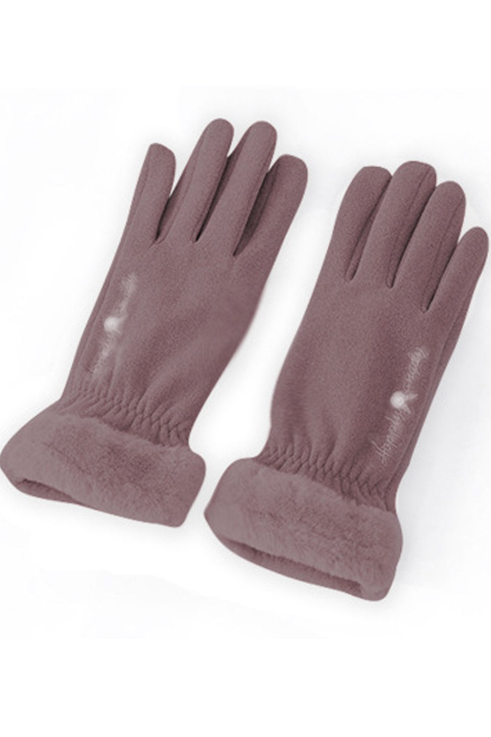 Women Cozy Solid Colored Pretty Letter Embroidery Knitted Gloves