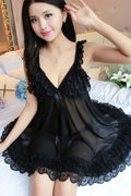Women Supportive Straped Shoulder Superb Solid Colored Deep V-Neck Restful Nightwear Lingerie
