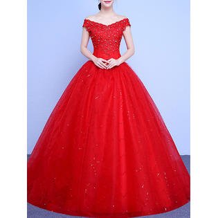 Women Off Shoulder Ball Gown Wedding Dress