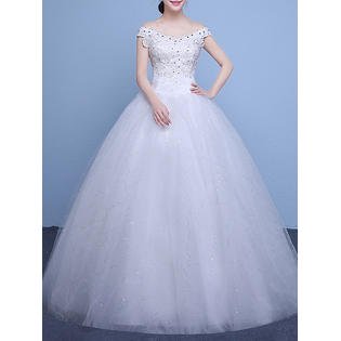 Women Off Shoulder Ball Gown Wedding Dress