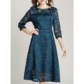 Women Round Neck Slim Waist Fashion Dress