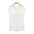 Women Short Loose Sleeves Chiffon Casual Blouse White