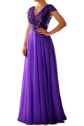 Women V-Neck Pleated Skirt Sequin Party Dress