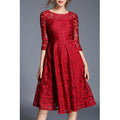 Women Lace Scoop Neck A-Line Fashion Dress