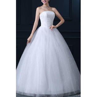 Women Off Neck Long Ball Gown Wedding Dress