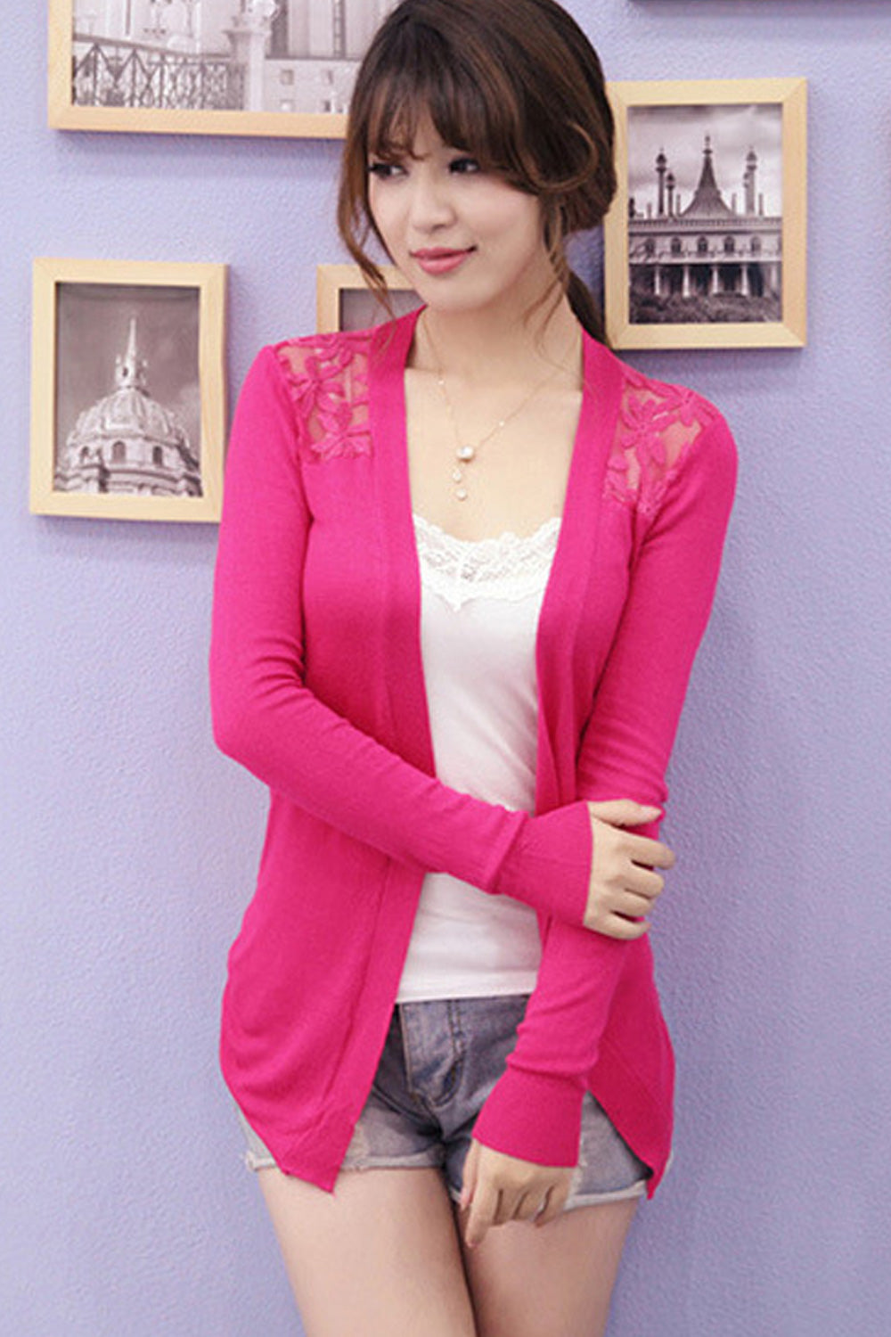 Unomatch Women Slim Fit Long Sleeve Restful V-Neck Front Open Summer Stylish Casual Shirt