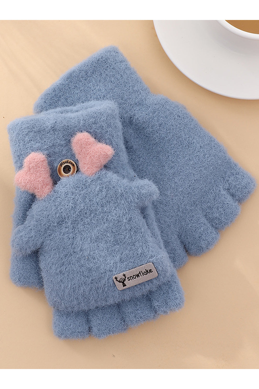 Women Cozy Soft Woolen Cartoon Half Finger Styled Knitted Gloves