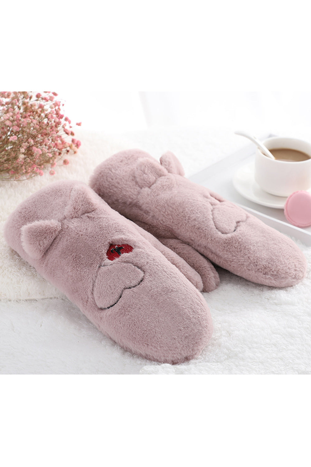 Women Cashmere Soft Solid Pattern Comfortable Knitted Gloves