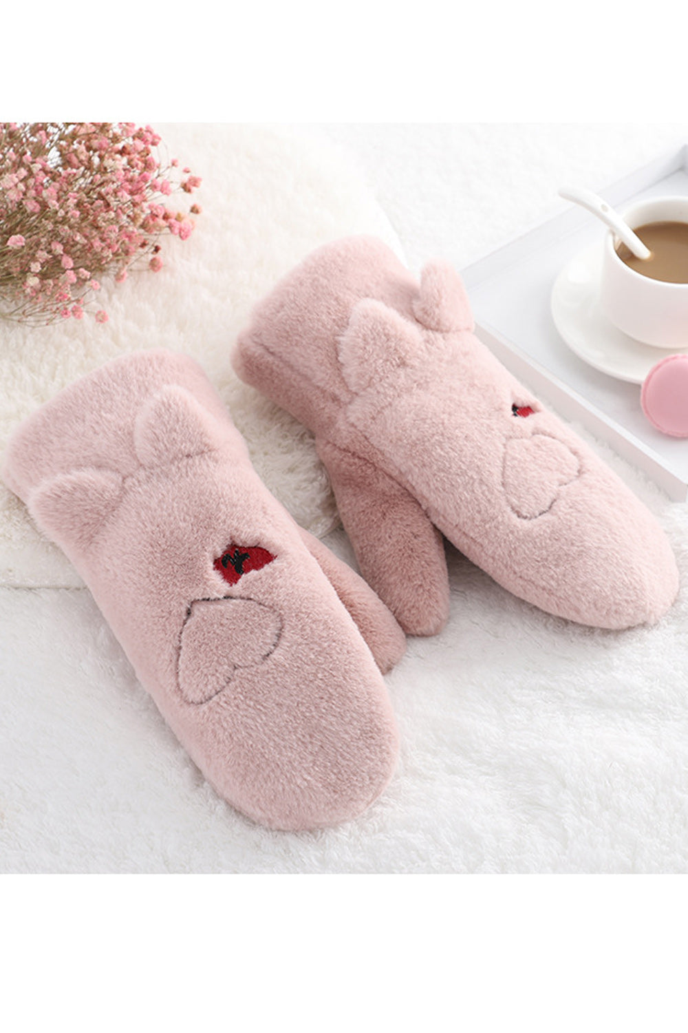 Women Cashmere Soft Solid Pattern Comfortable Knitted Gloves