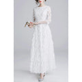 Women Beautiful Lace Top Tassel Party Dress