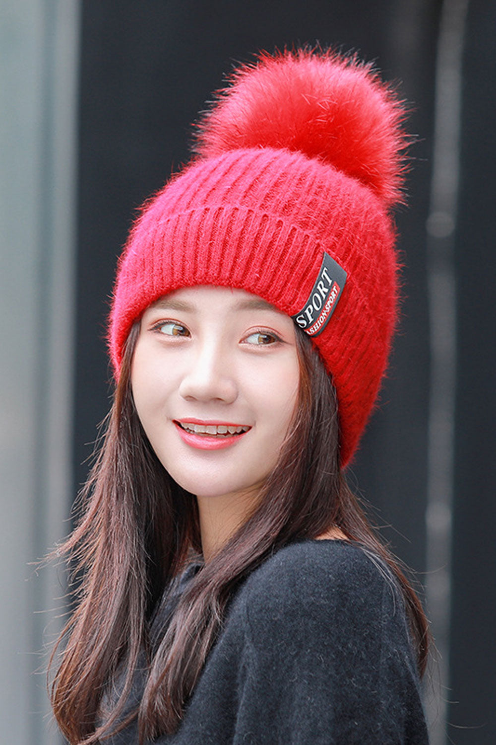 Women Cute Wool Ball Decorated Windproof Knitted Hat
