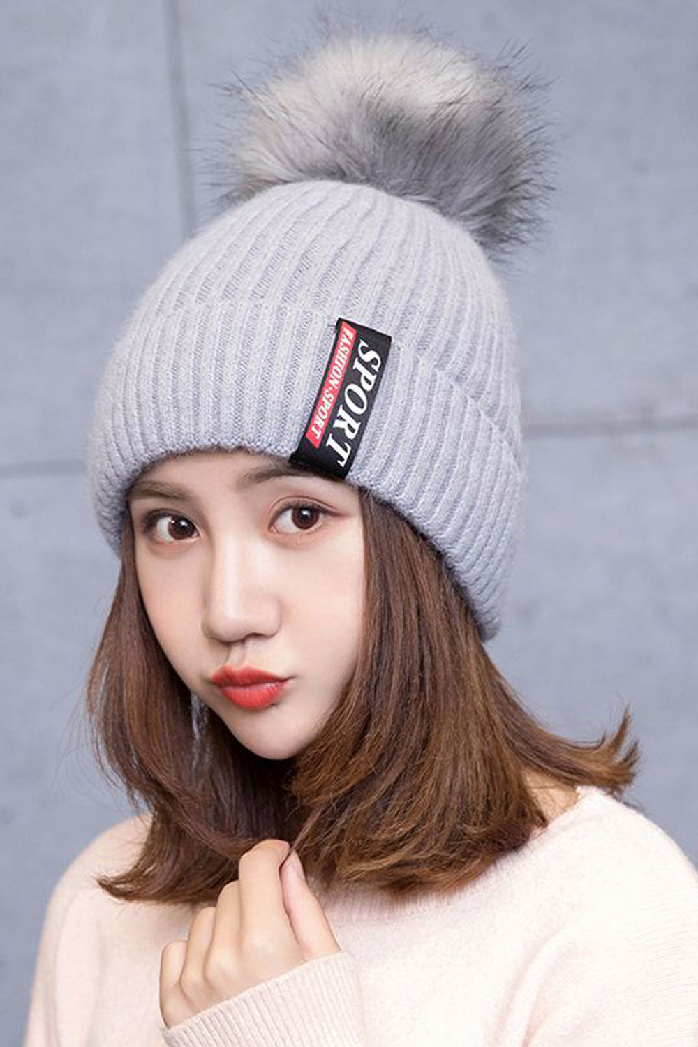 Women Cute Wool Ball Decorated Windproof Knitted Hat
