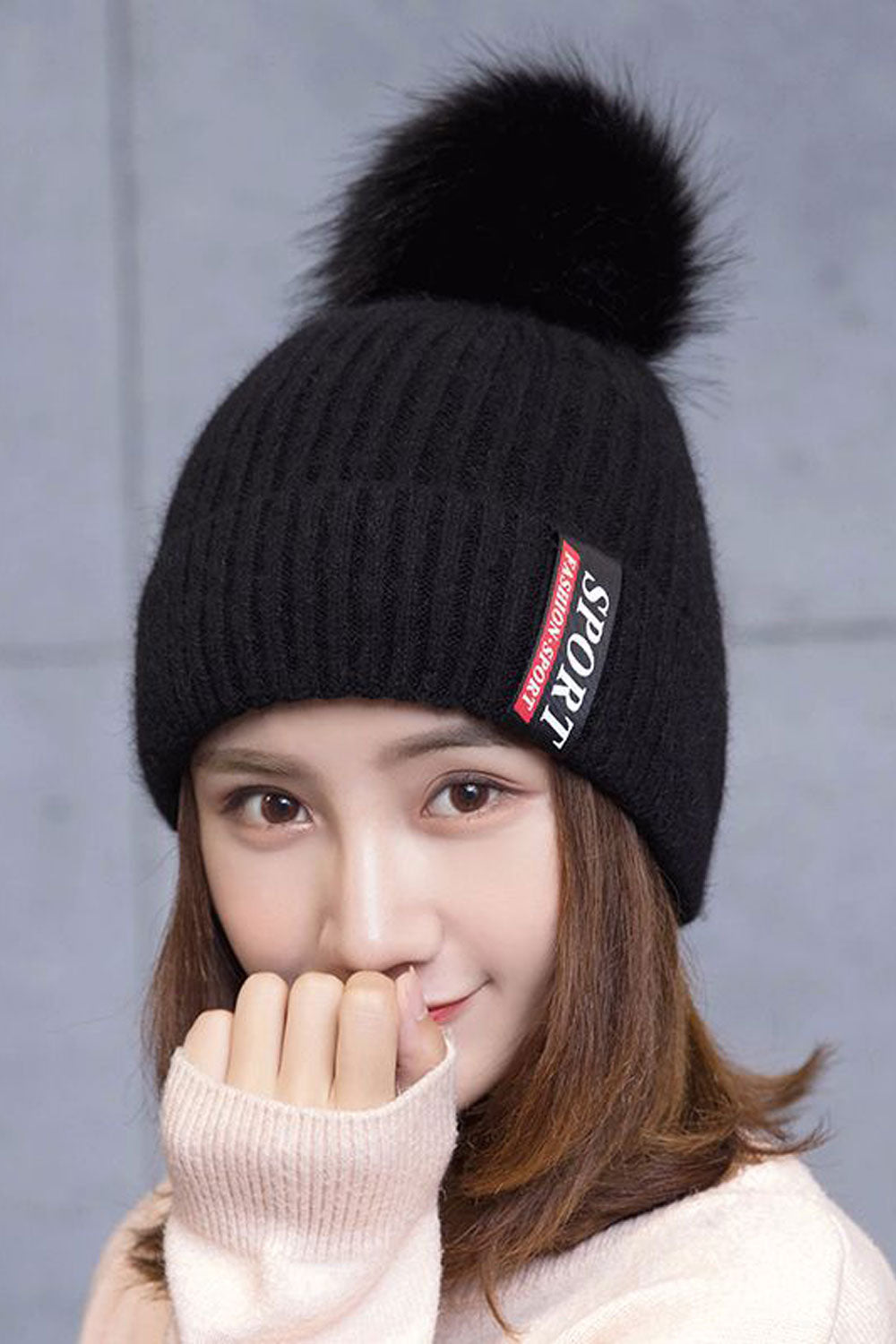 Women Cute Wool Ball Decorated Windproof Knitted Hat