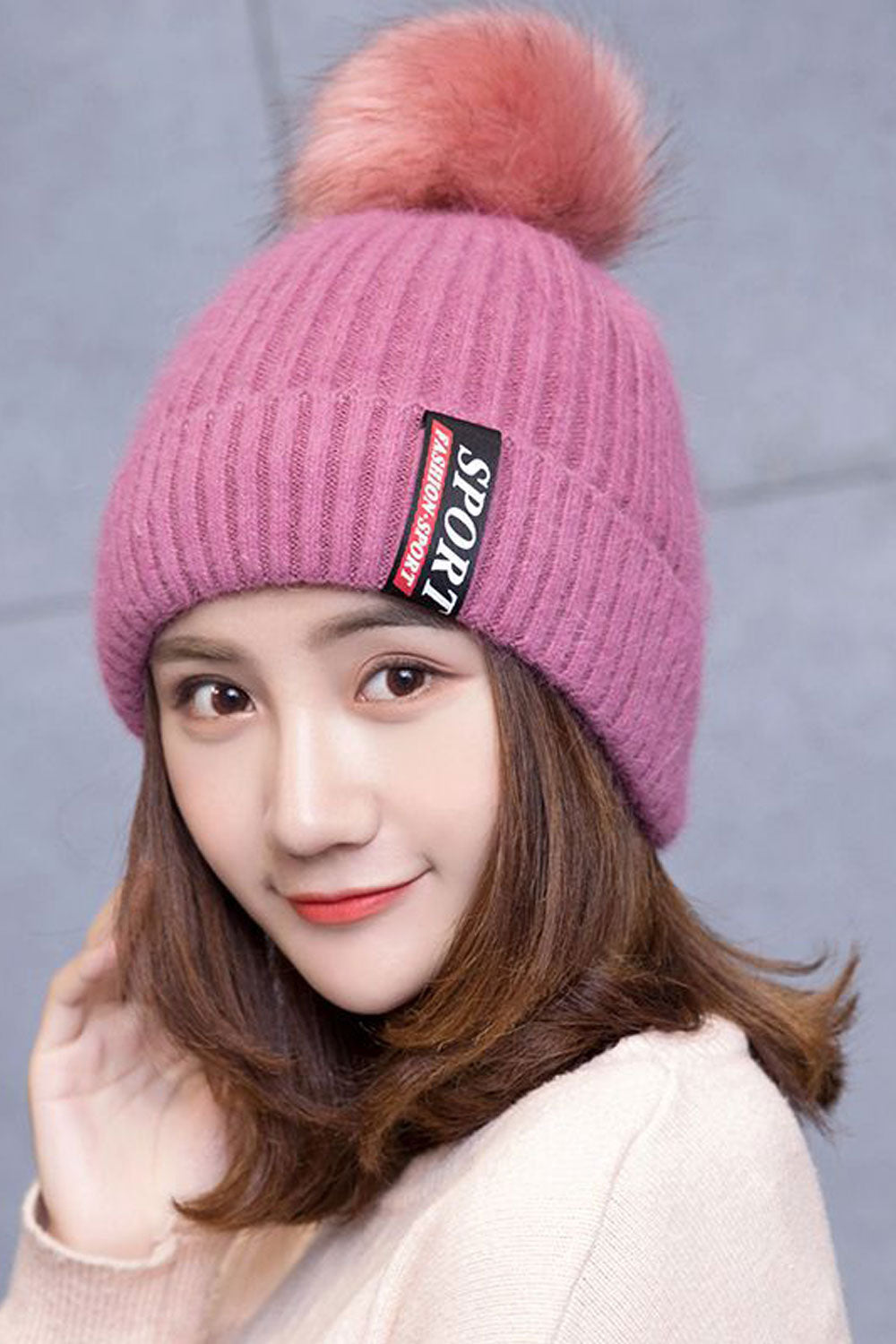 Women Cute Wool Ball Decorated Windproof Knitted Hat