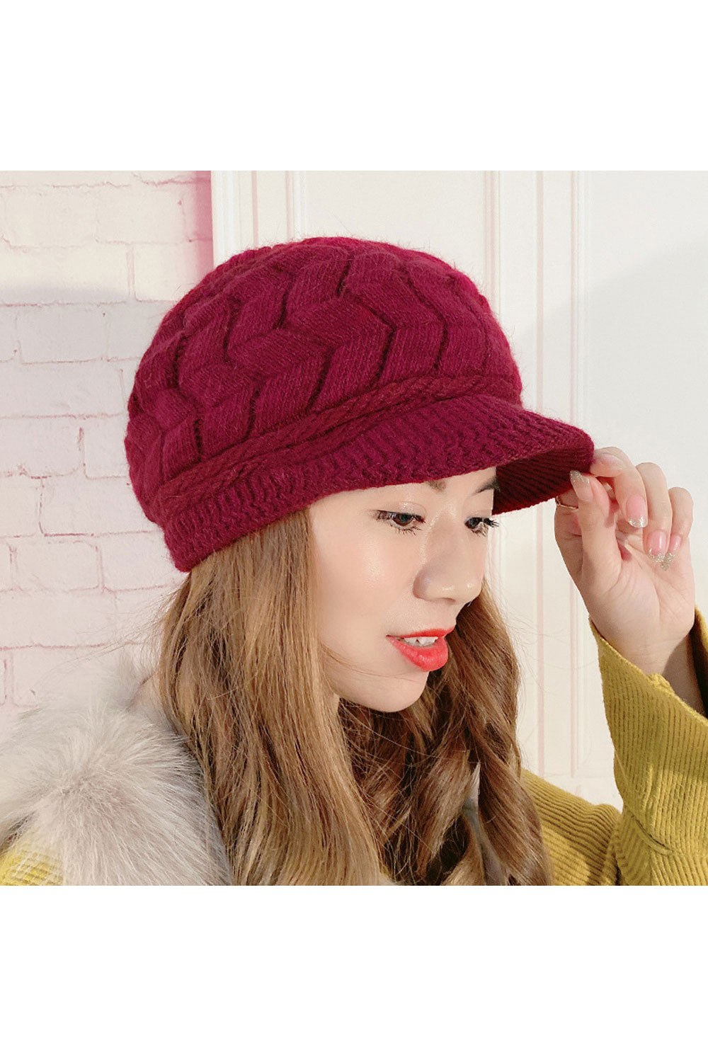 Women Outdoor Solid Colored Windproof Knitted Hat