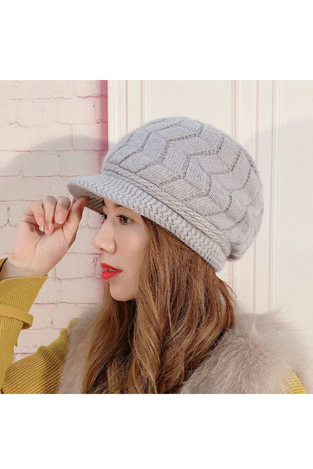 Women Outdoor Solid Colored Windproof Knitted Hat