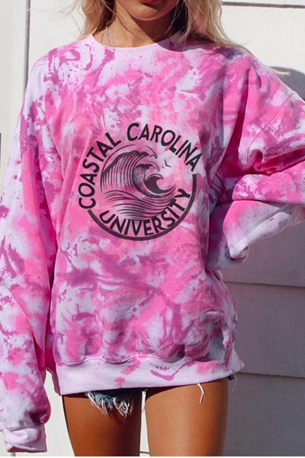 Women Beautiful Print Crew Neck Loose Fit Casual Sweatshirt