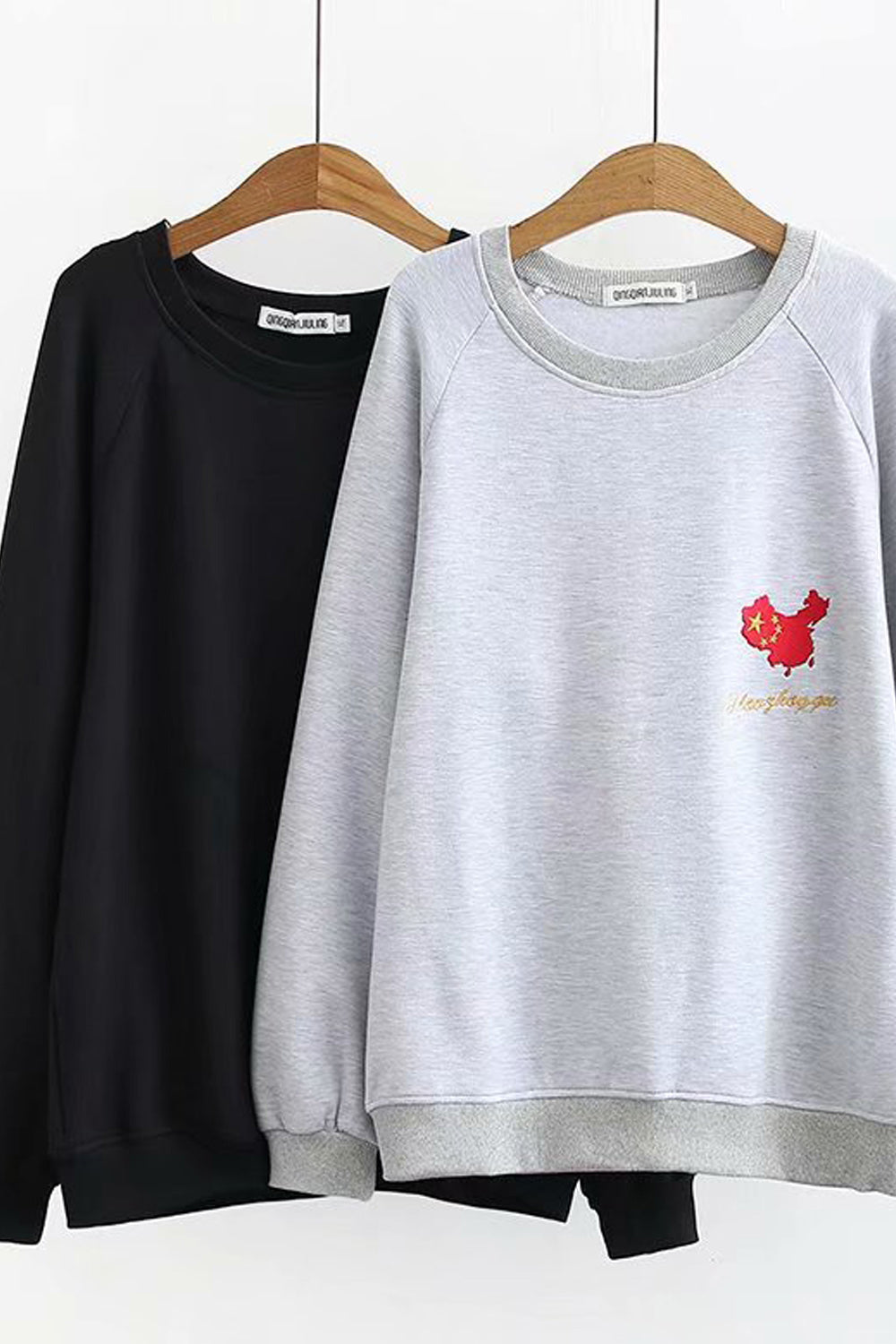 Women Warm Loose Fit Round Neck Elastic Hem Casual Sweatshirt