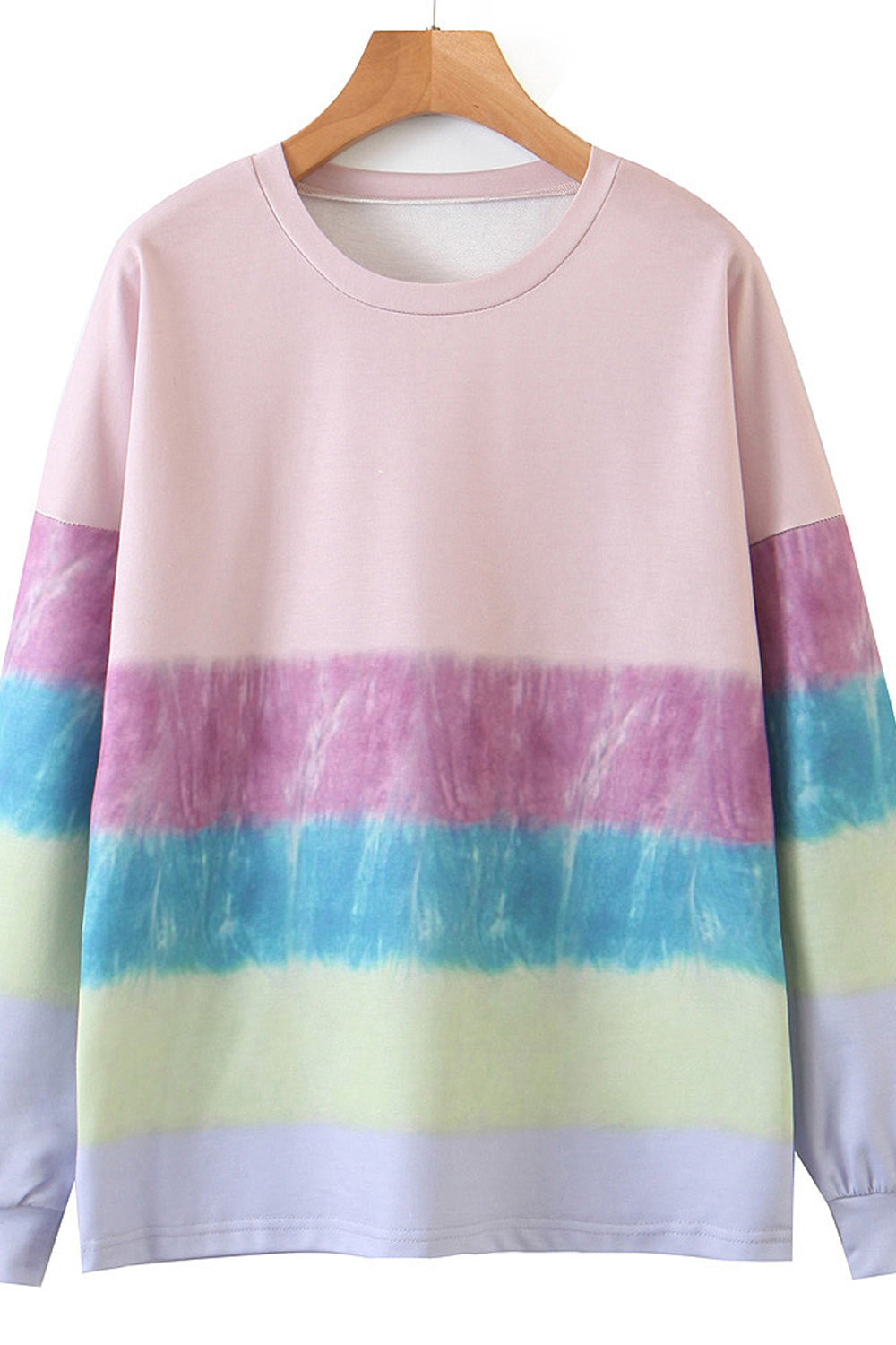 Women Easy Round Neck Stretchable Long Sleeve Ribbed Hem Sweatshirt