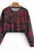 Women Easy Round Neck Ribbed Cuff Long Sleeve Breathable Sweatshirt