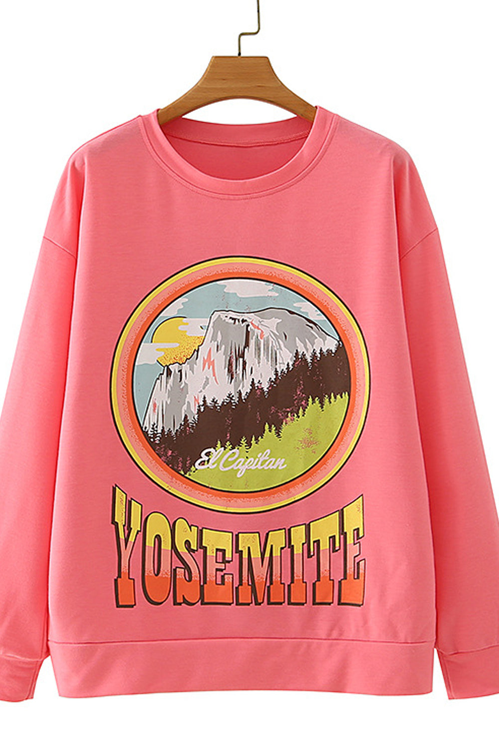 Women Long Sleeve Ribbed Cuff Fashionable Printed Style Sweatshirt