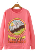 Women Long Sleeve Ribbed Cuff Fashionable Printed Style Sweatshirt