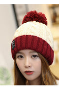 Women Ear Protection Windproof Hairball Decorated Knitted Hat