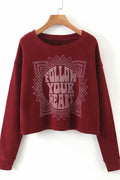 Women Classy Letter Printed Long Sleeve Easy Round Neck Cozy Sweatshirt