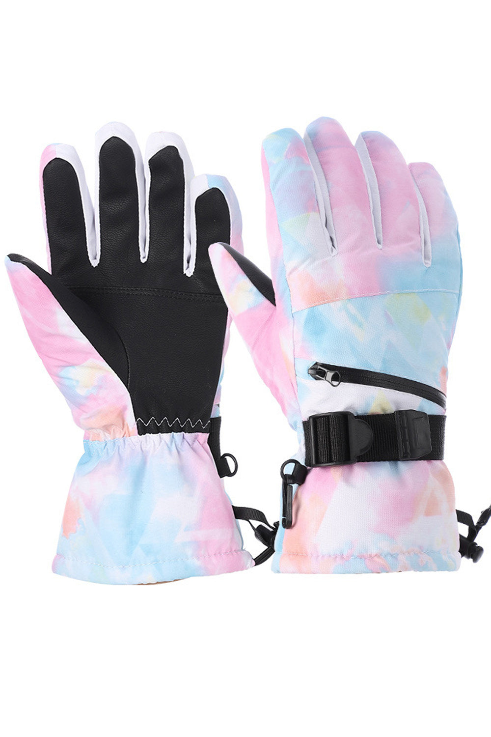 Women Warm Windproof Graffiti Printed Thick Ski Gloves