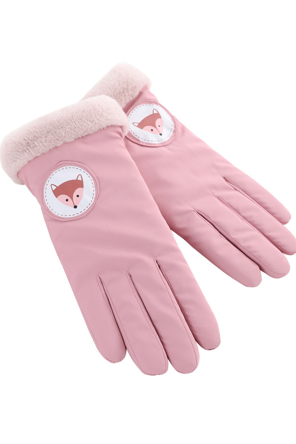 Women Thick Cartoon Decorated Outdoor Windproof Ski Gloves