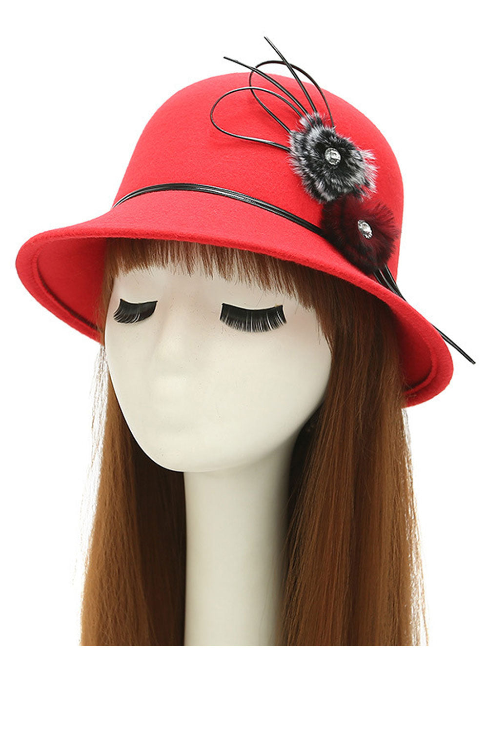 Women Style Dome Style Double Hairball Decorated Beret Hat