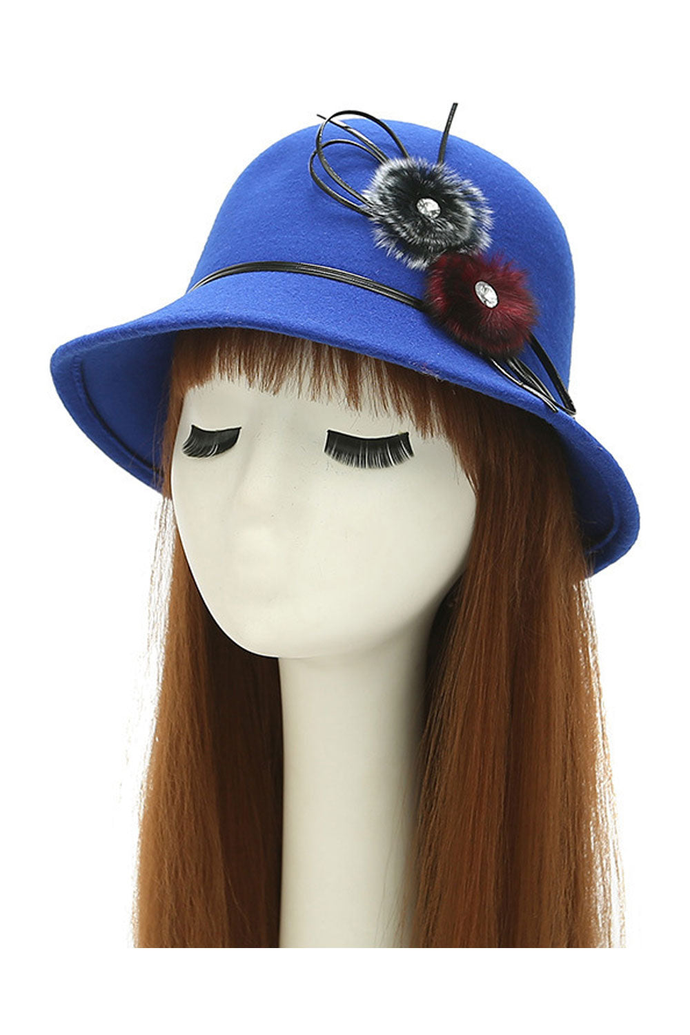 Women Style Dome Style Double Hairball Decorated Beret Hat