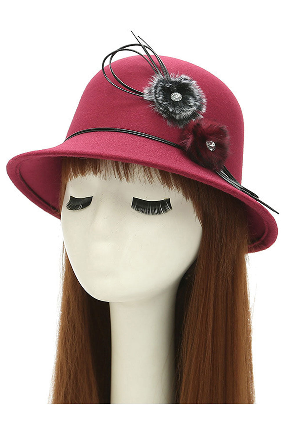 Women Style Dome Style Double Hairball Decorated Beret Hat