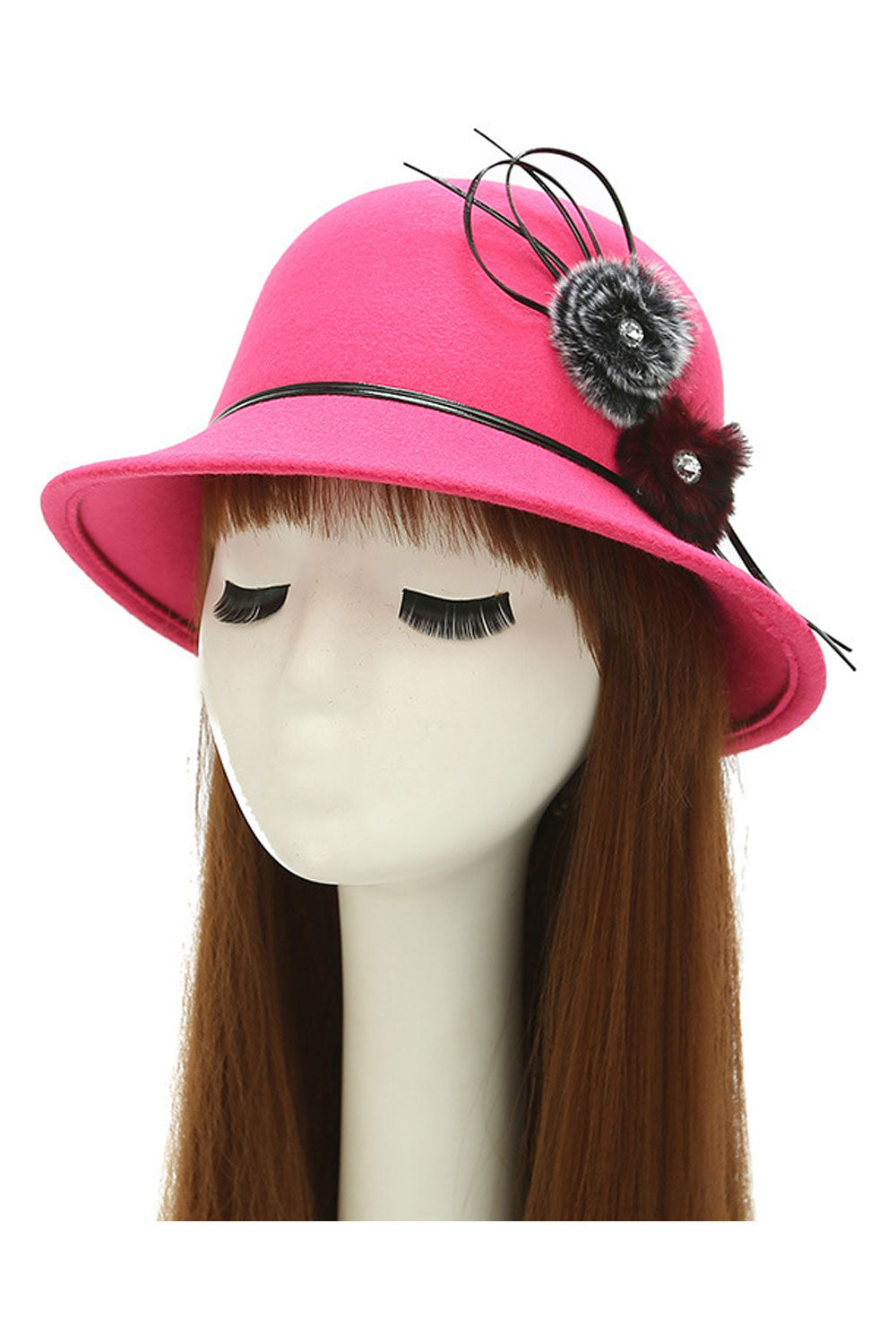 Women Style Dome Style Double Hairball Decorated Beret Hat