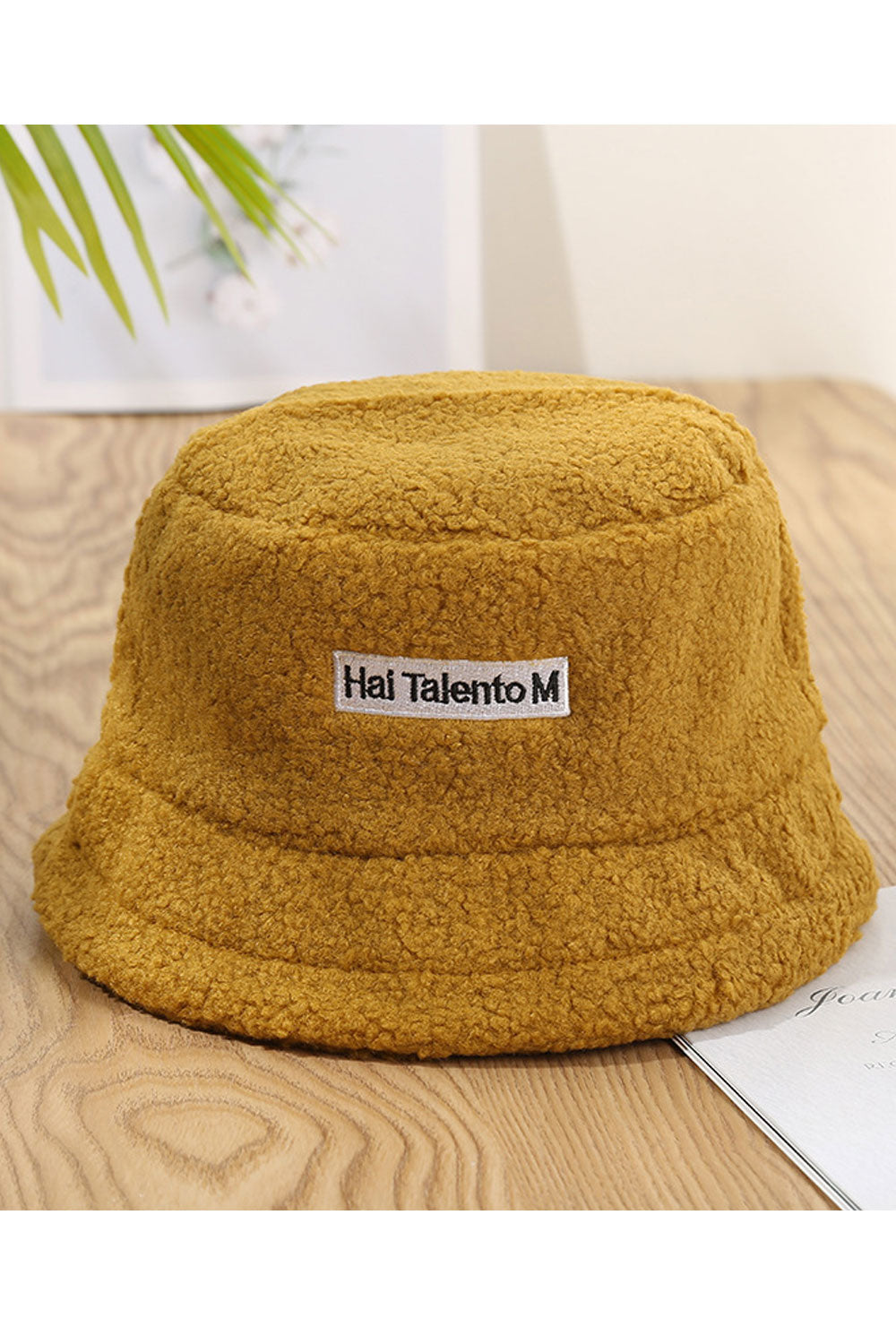 Women Letter Embroidered Lamb Wool Warm Beret Hat