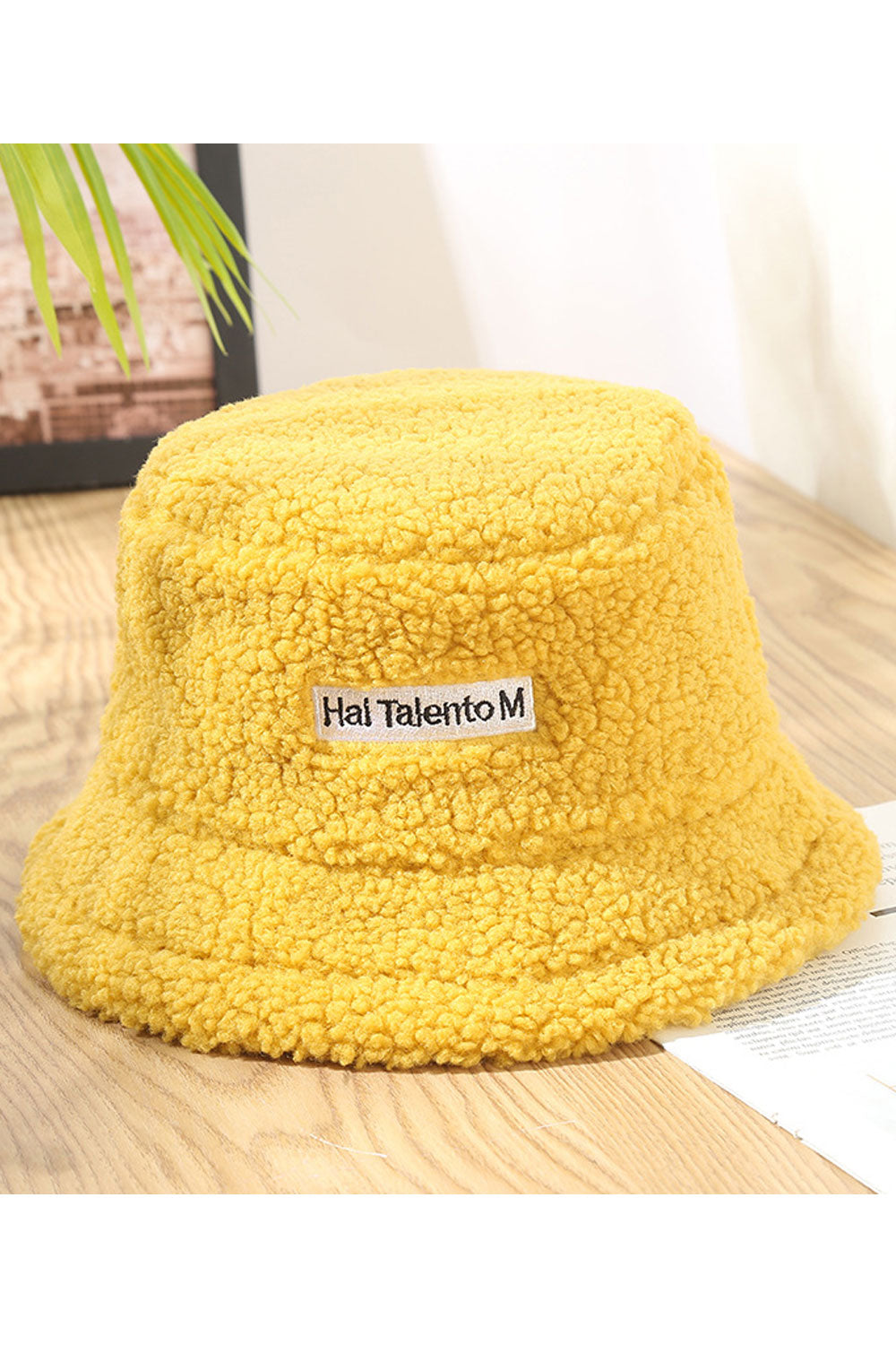 Women Letter Embroidered Lamb Wool Warm Beret Hat