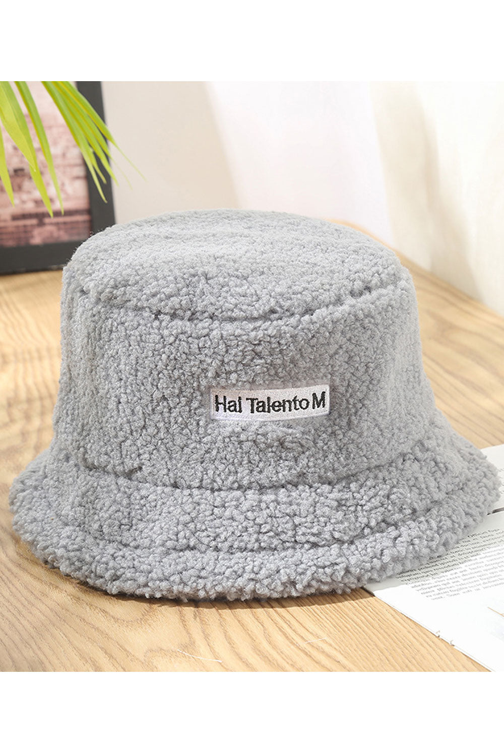 Women Letter Embroidered Lamb Wool Warm Beret Hat
