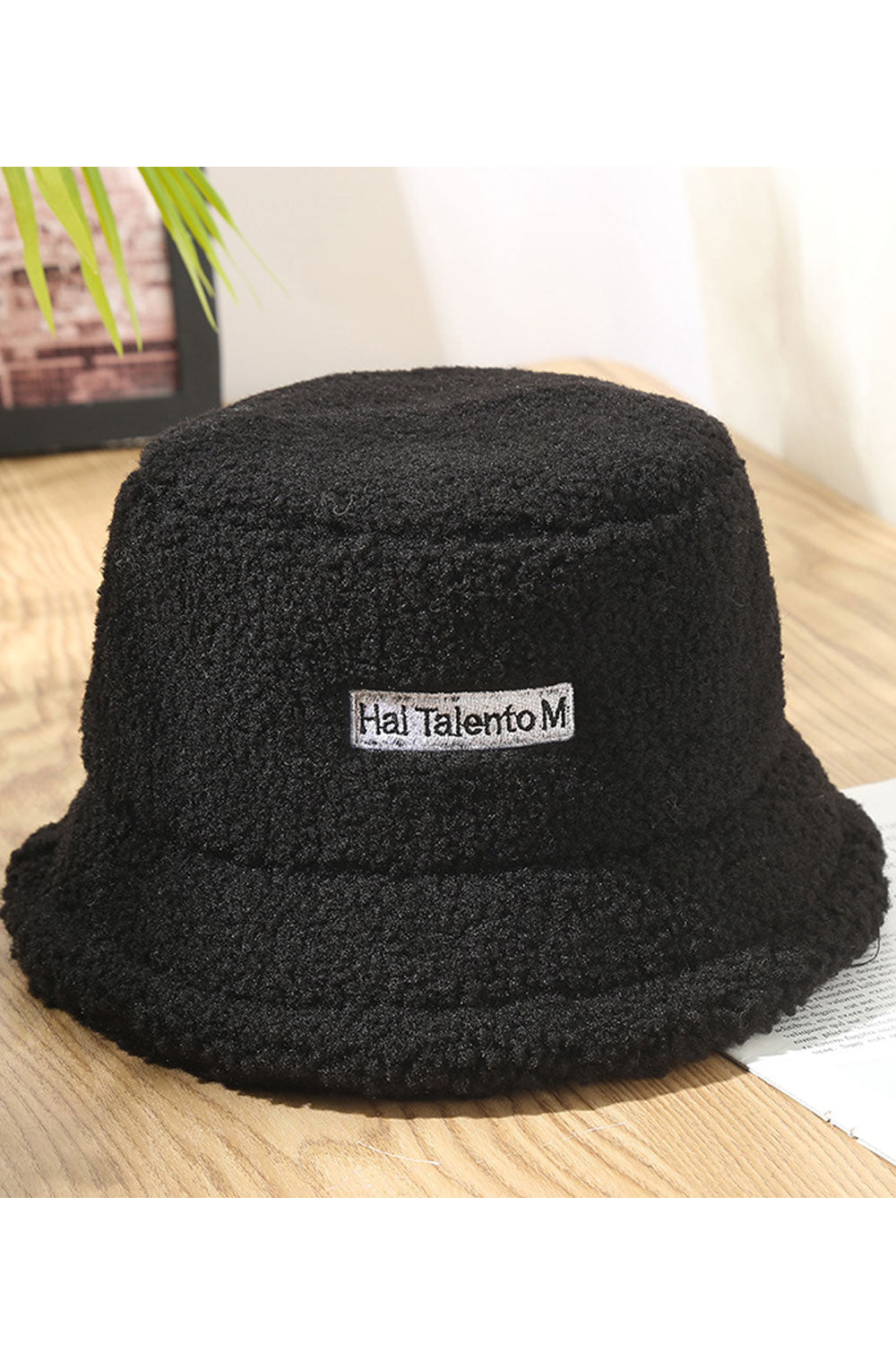 Women Letter Embroidered Lamb Wool Warm Beret Hat