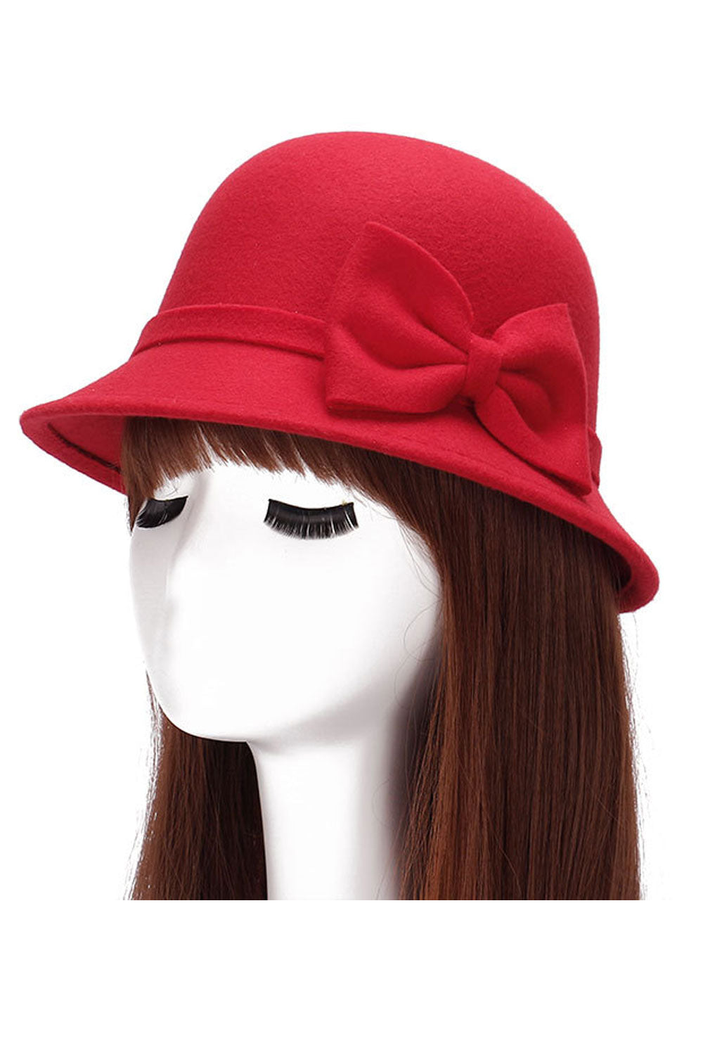Women Bow Decoration Warm Winter Woolen Beret Hat