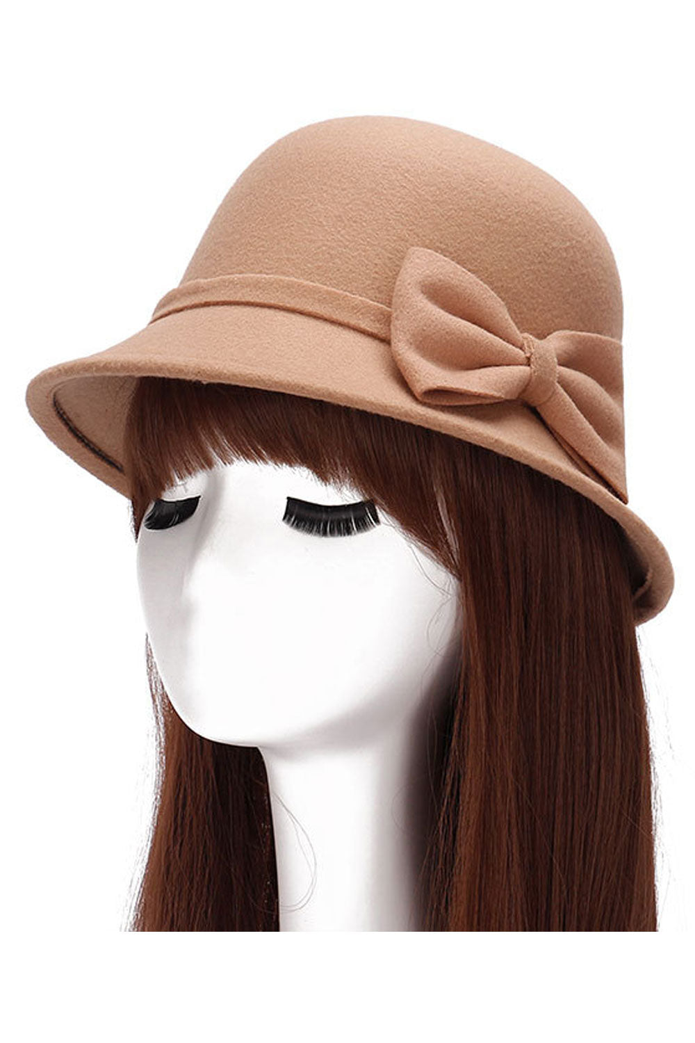 Women Bow Decoration Warm Winter Woolen Beret Hat