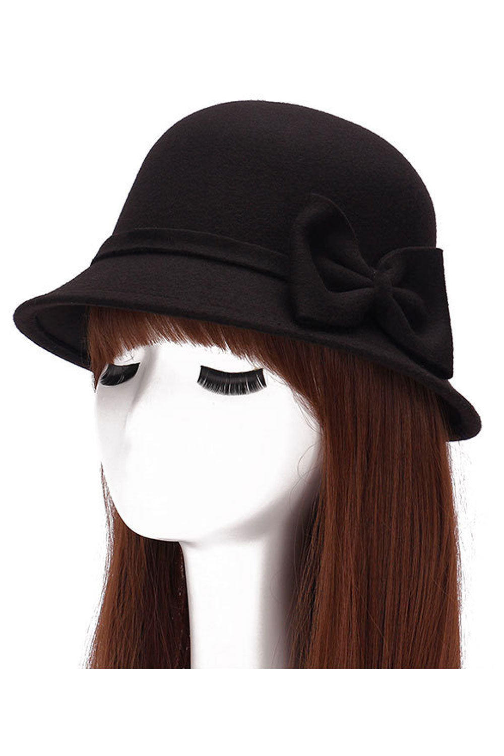 Women Bow Decoration Warm Winter Woolen Beret Hat