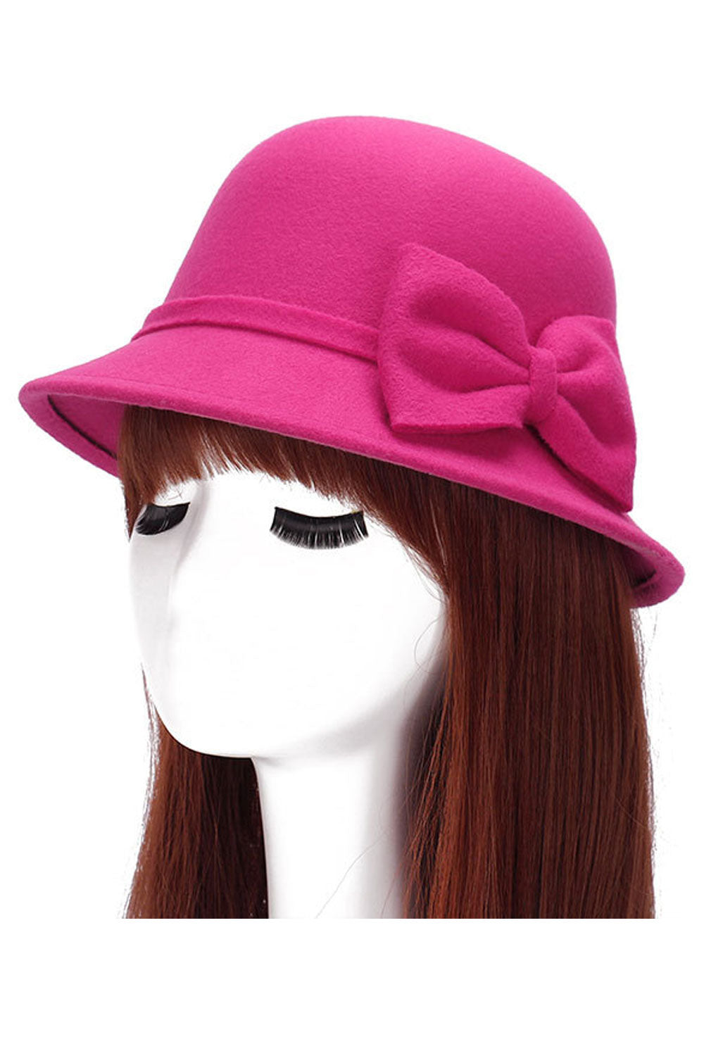 Women Bow Decoration Warm Winter Woolen Beret Hat