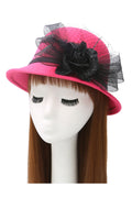 Women Pretty Big Flower Decoration Imitation Wool Beret Hat